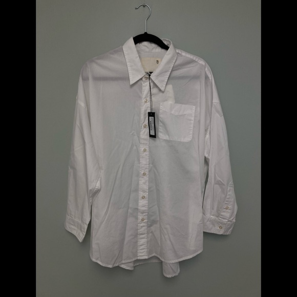 R13 Drop Neck Oxford Shirt white. Size XS. - Picture 5 of 9